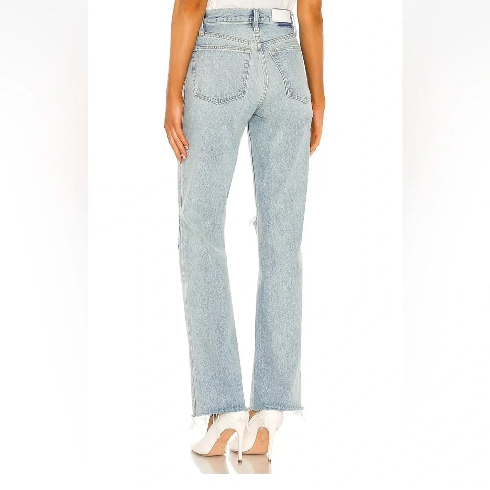 Re/Done Ripped 90s High Rise Loose Light Blue Button Fly Jeans 31 NWT (33”x26”) - Picture 4 of 9